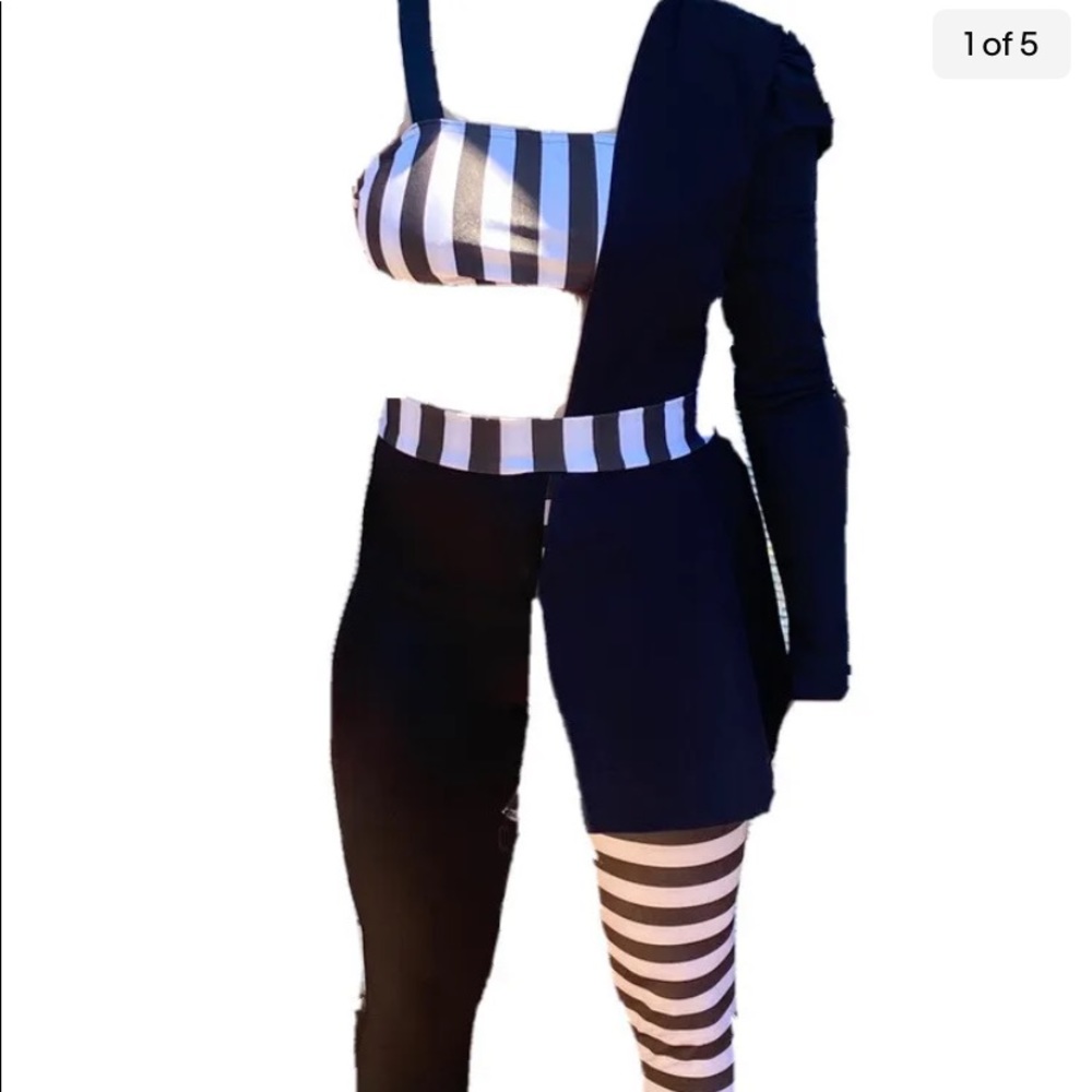 Kelle Adult medium black and white striped dancec costume.  pants, contemporary
